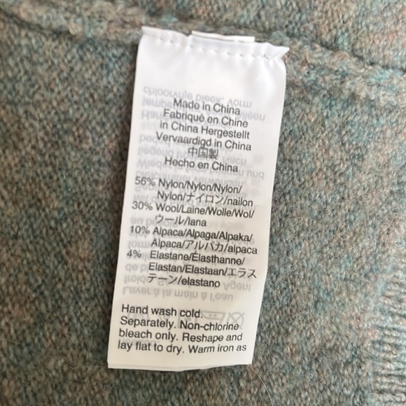 Madewell Wool Alpaca Blend Colorblock Bubble-Sleeves Cardigan Sweater - Picture 10 of 11